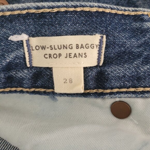 Madewell Low-Slung Baggy Crop Jeans Womens Size 28 Coswell Wash Distressed Hem - Picture 4 of 10